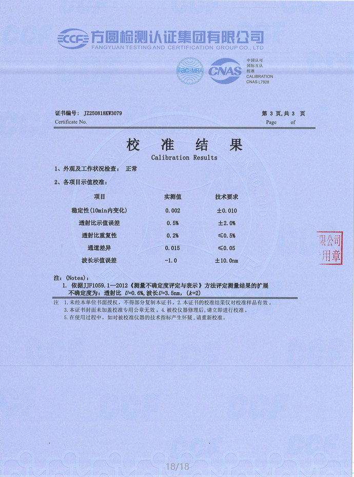 农药残留检测仪校准报告